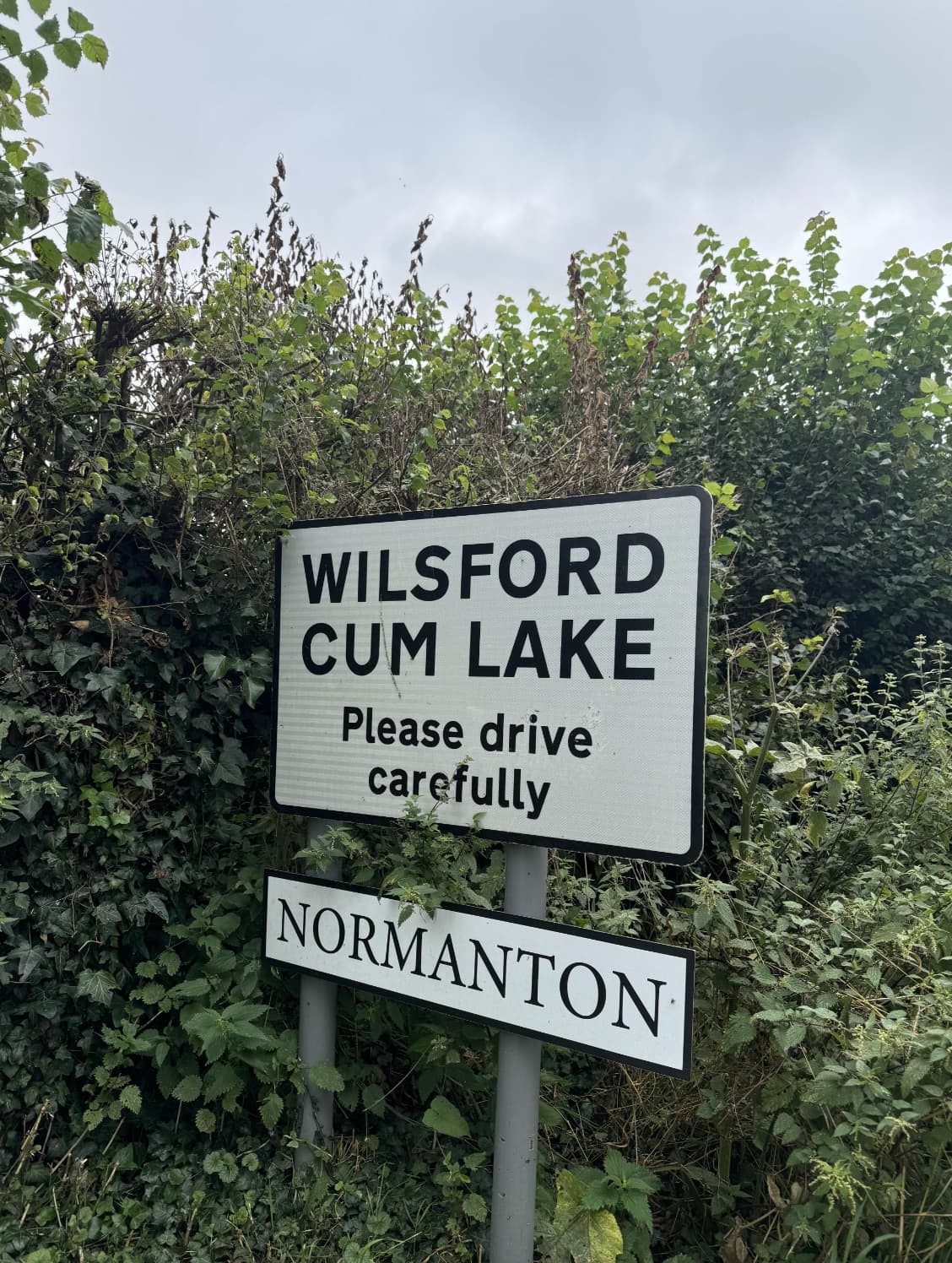 street sign - Wilsford Cum Lake Please drive carefully Normanton